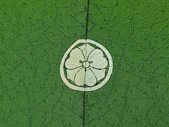 平和屋着物■上質な色無地 切嵌地紋 草色 正絹 逸品 BAAX6239hj