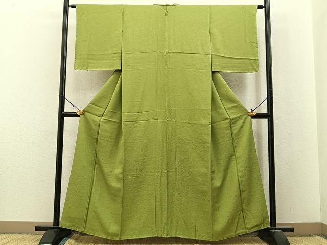 平和屋着物■上質な色無地 草花地紋 苗色 やまと誂製 正絹 逸品 未使用 BAAX6248hj