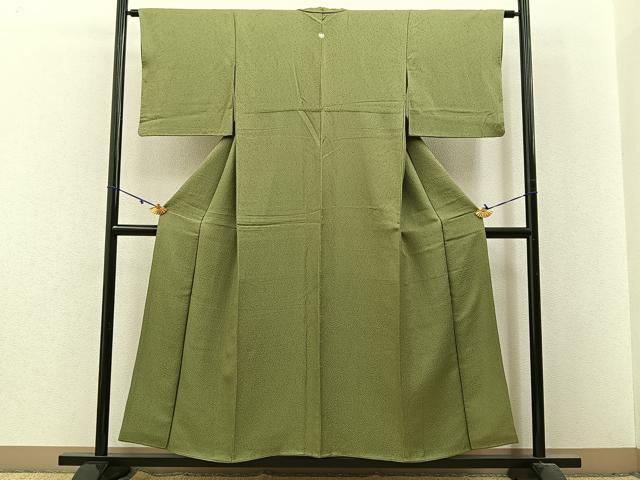 平和屋着物■上質な色無地 紋意匠 根岸色 正絹 逸品 BAAX6250hj
