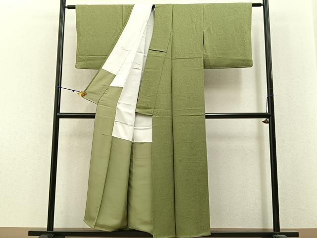 平和屋着物■上質な色無地 紋意匠 根岸色 正絹 逸品 BAAX6250hj
