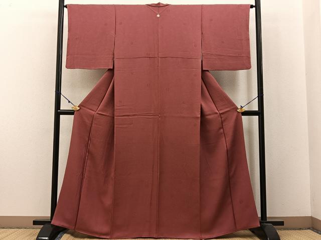 平和屋着物■上質な色無地 菊地紋 長春色 正絹 逸品 BAAX6255hj