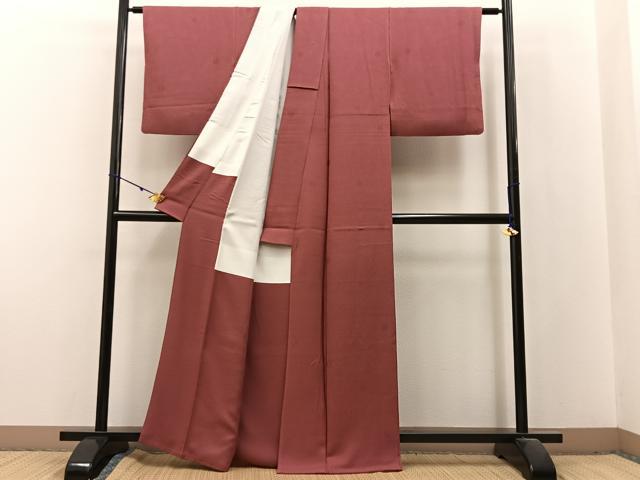 平和屋着物■上質な色無地 菊地紋 長春色 正絹 逸品 BAAX6255hj