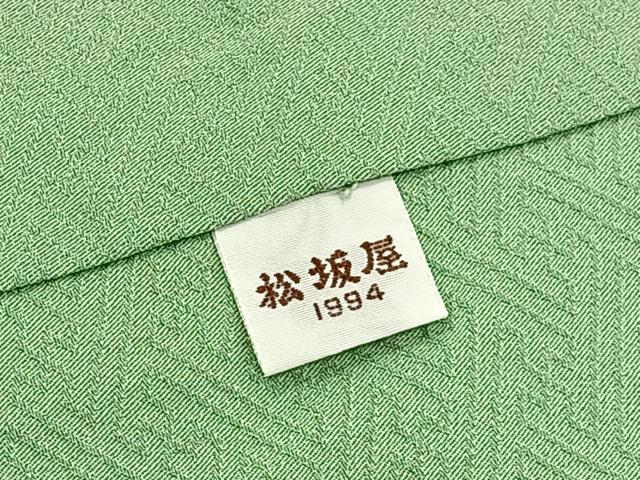 平和屋着物●上質な色無地 花唐草地紋 若葉色 松坂屋扱い 正絹 逸品 未使用 BAAX6260hj