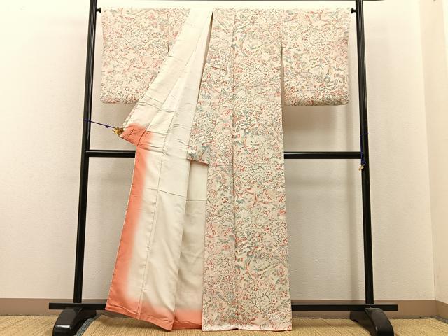 平和屋着物■上質な小紋 雲取草花文 正絹 逸品 BAAX6265hj