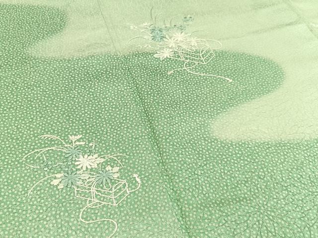 平和屋着物■訪問着 総刺繍 文箱花文 暈し染め 正絹 逸品 BAAX6269hj