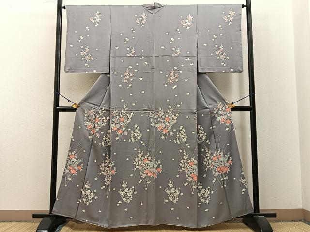 平和屋着物■訪問着 草花文 正絹 逸品 BAAX6271hj