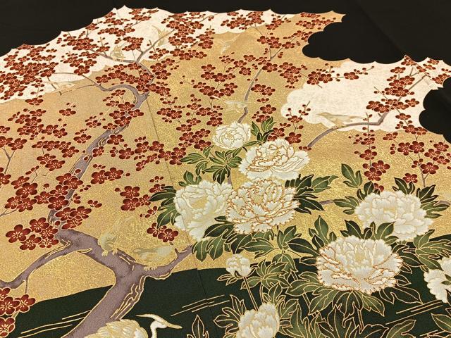 平和屋着物■豪華黒留袖 作家物 駒刺繍 流水花鳥文 金彩 正絹 逸品 BAAX6274hj