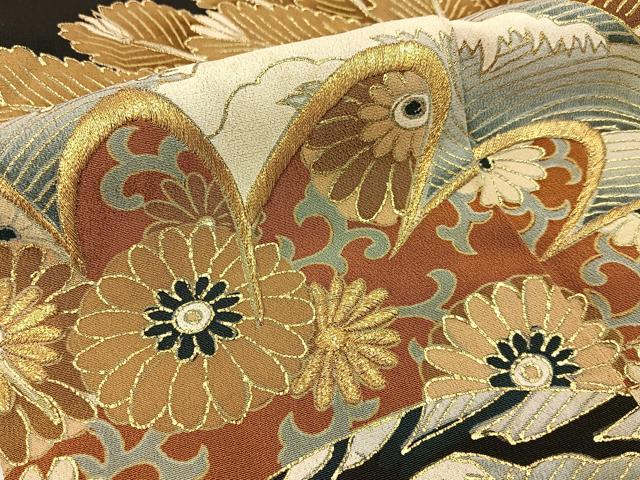 平和屋着物■豪華黒留袖 刺繍 浜松文 金彩 正絹 逸品 BAAX6282hj