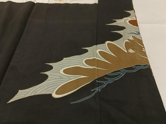 平和屋着物■豪華黒留袖 刺繍 浜松文 金彩 正絹 逸品 BAAX6282hj