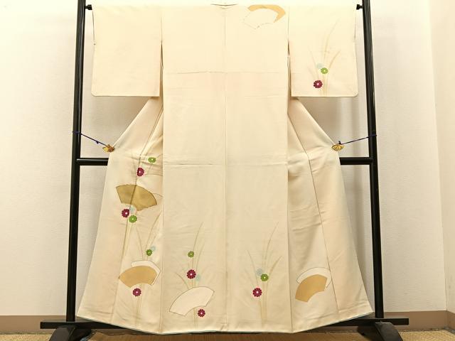 平和屋着物■訪問着 駒刺繍 地紙菊文 金彩 正絹 逸品 BAAX6286hj