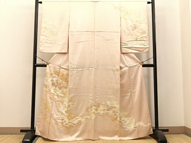 平和屋着物■訪問着 駒刺繍 雲取宝尽くし花文 銀彩 正絹 逸品 BAAX6290hj
