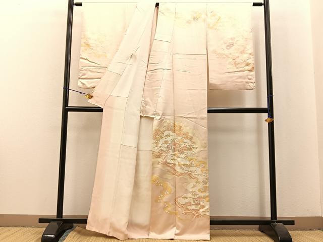 平和屋着物■訪問着 駒刺繍 雲取宝尽くし花文 銀彩 正絹 逸品 BAAX6290hj