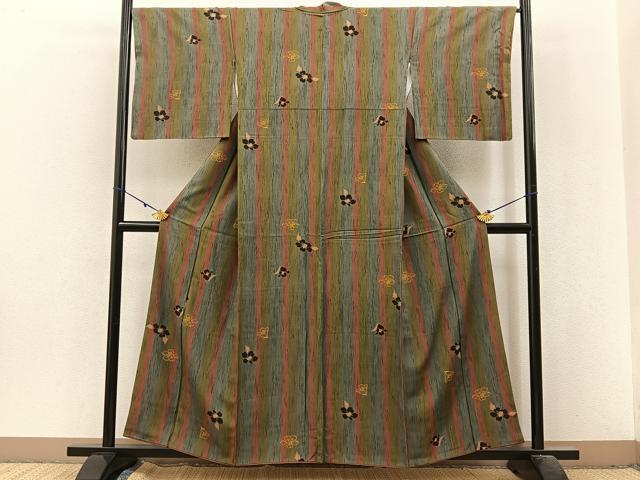 平和屋着物■上質な小紋 椿 正絹 逸品 BAAX6293hj
