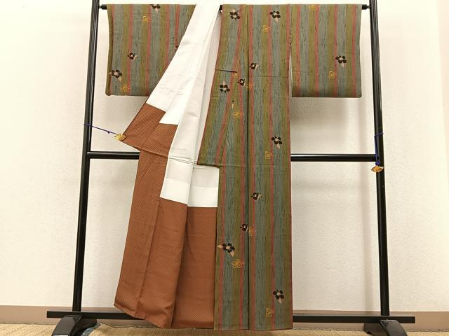 平和屋着物■上質な小紋 椿 正絹 逸品 BAAX6293hj
