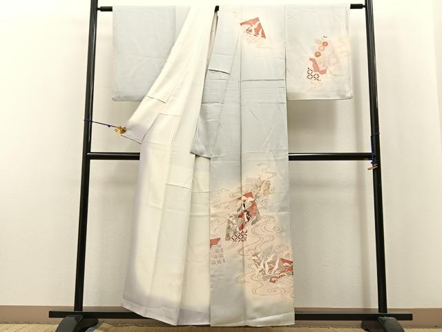 平和屋着物■訪問着 刺繍 色紙重ね平安人物文 暈し染め 金彩 正絹 逸品 BAAX6295hj
