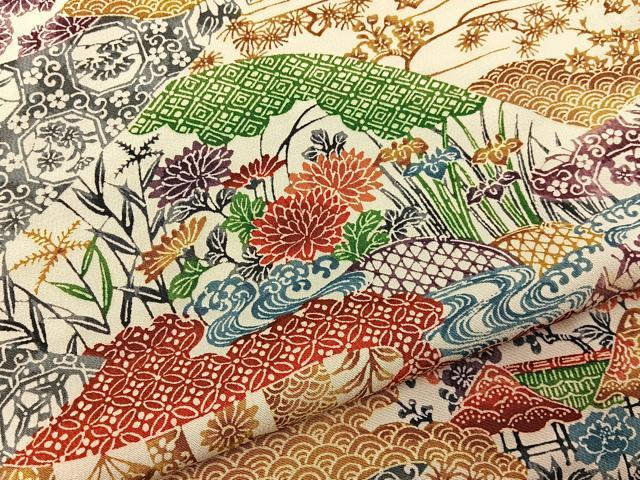 平和屋着物■上質な小紋 型染め 流水草花文 正絹 逸品 BAAX6317hj