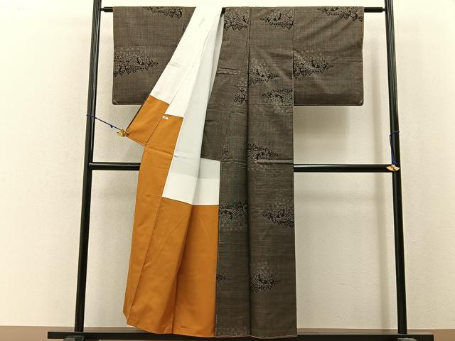 平和屋着物■本場大島紬 9マルキ 渡橋草葉文 正絹 逸品 未使用 BAAX6356hj