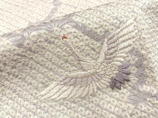 平和屋着物■訪問着 絞り 刺繍 飛鶴雲重ね文 銀糸 正絹 逸品 BAAX6387hj