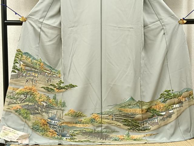 平和屋着物■色留訪問着 田原尚志 人物風景文 暈し染め 金彩 仮絵羽 正絹 逸品 未使用 BAAX6389hj