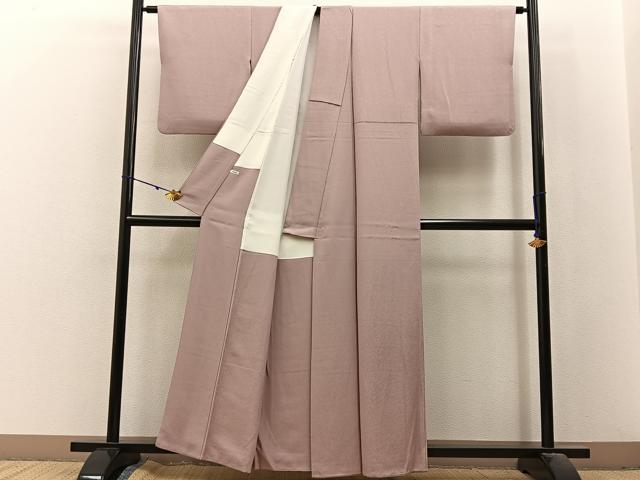 平和屋着物●上質な色無地 飛鶴更紗花唐草地紋 赤香色 正絹 逸品 BAAX6402hj