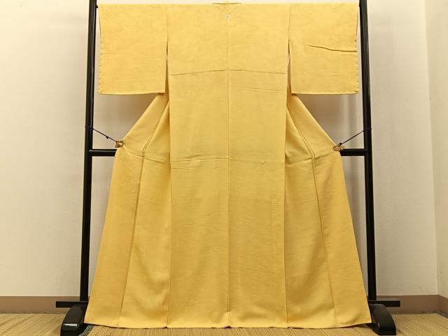 平和屋着物●上質な色無地 人物風景地紋 卵色 正絹 逸品 BAAX6404hj