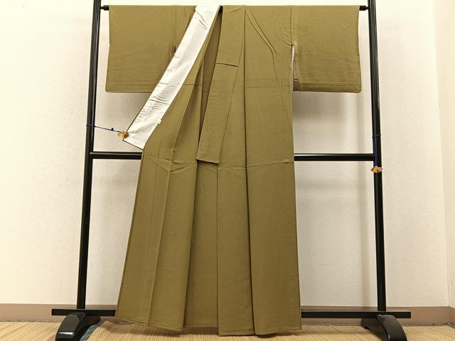 平和屋着物▽上質な色無地 単衣 梅幸茶色 正絹 逸品 BAAX6417hj