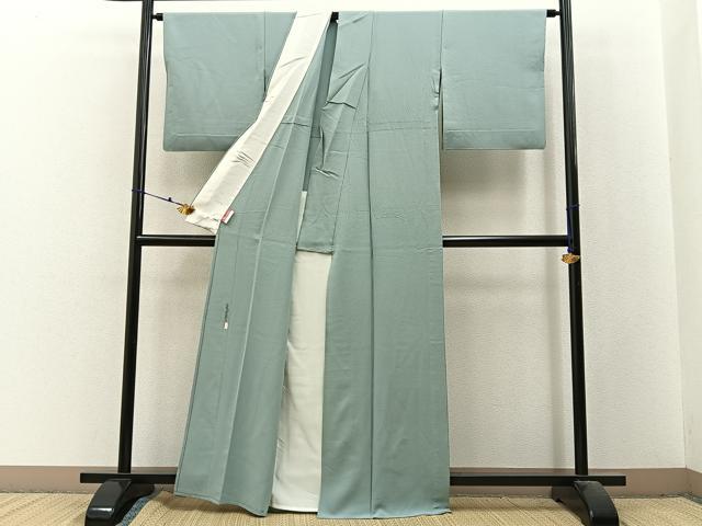 平和屋着物▽本草木染作家 瑞寶 色無地 単衣 柳鼠色 正絹 逸品 BAAX6419hj