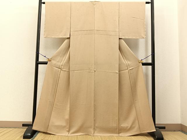 平和屋着物▽上質な色無地 単衣 草花地紋 枯色 正絹 逸品 未使用 BAAX6424hj