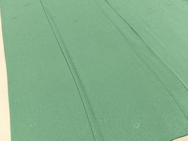 平和屋着物▽上質な色無地 単衣 草木染 花地紋 青磁色 正絹 逸品 BAAX6427hj