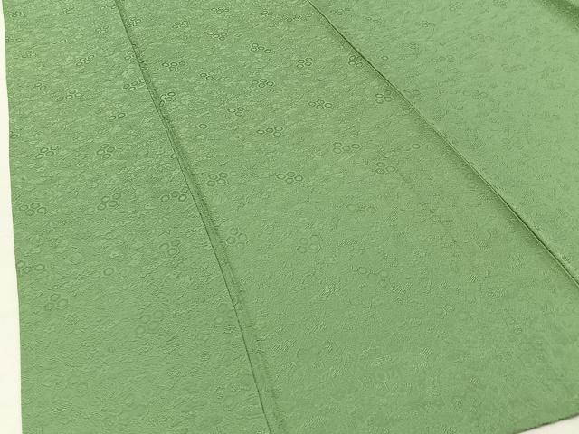 平和屋着物▽上質な色無地 単衣 松竹梅宝尽くし地紋 苗色 正絹 逸品 BAAX6429hj