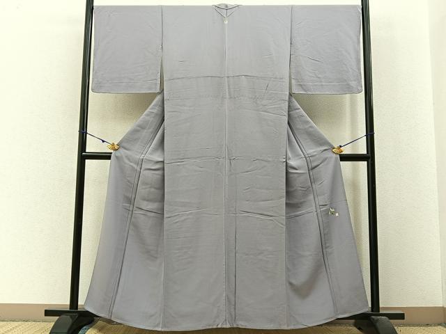 平和屋着物▽本草木染作家 圓啓 色無地 単衣 牡丹鼠色 正絹 逸品 BAAX6430hj