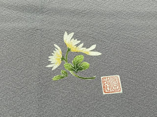 平和屋着物▽本草木染作家 圓啓 色無地 単衣 牡丹鼠色 正絹 逸品 BAAX6430hj