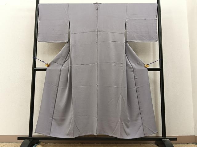 平和屋着物▽上質な色無地 単衣 牡丹鼠色 正絹 逸品 BAAX6431hj