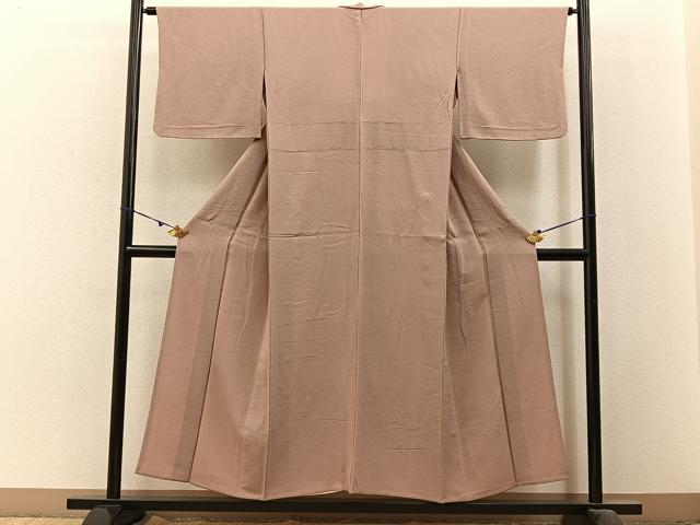 平和屋着物▽上質な色無地 単衣 赤白橡色 正絹 逸品 BAAX6434hj