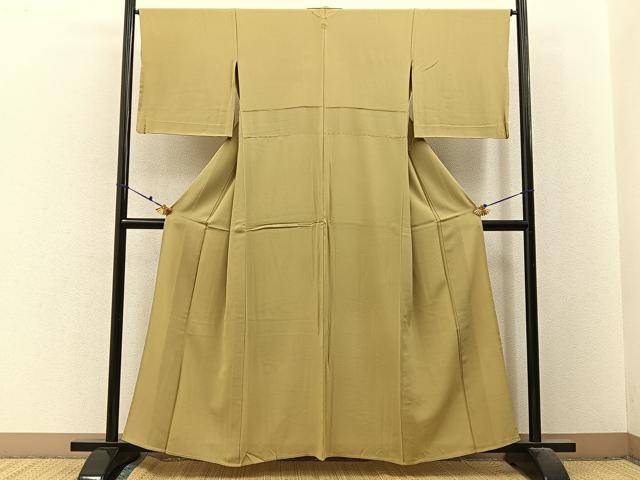 平和屋着物▽上質な色無地 単衣 木蘭色 正絹 逸品 BAAX6435hj