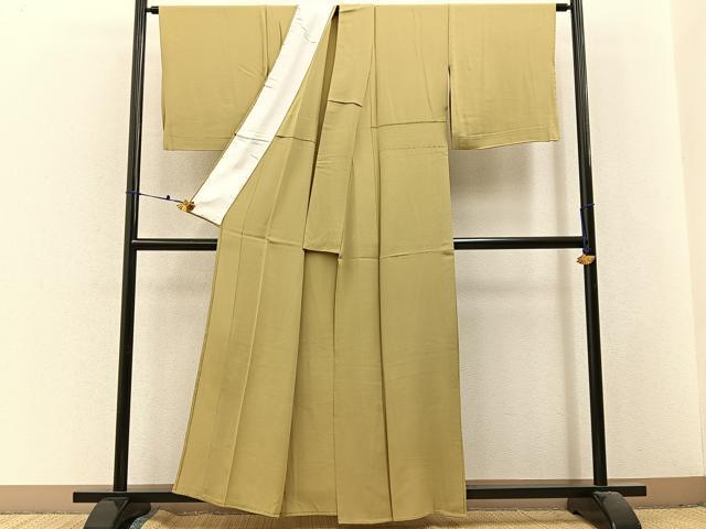 平和屋着物▽上質な色無地 単衣 木蘭色 正絹 逸品 BAAX6435hj
