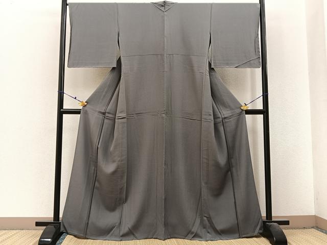 平和屋着物▽上質な色無地 単衣 山鳩色 正絹 逸品 BAAX6442hj