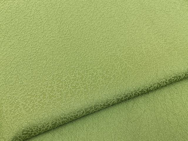 平和屋着物▽上質な色無地 単衣 霞地紋 抹茶色 正絹 逸品 BAAX6451hj
