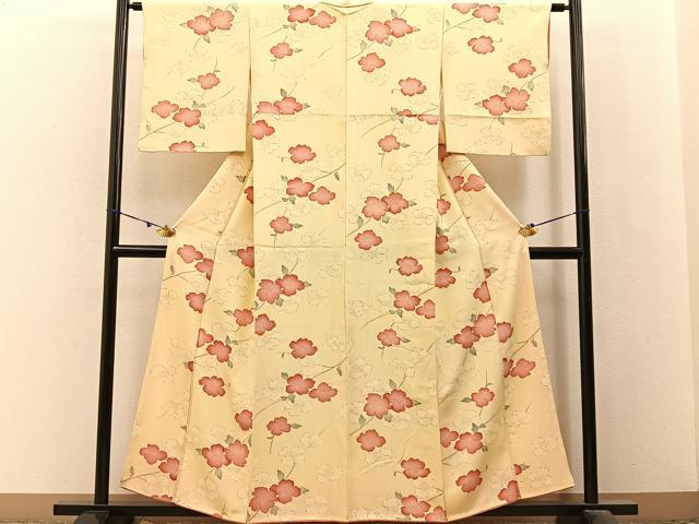 平和屋着物■上質な小紋 手描き 草花文 正絹 逸品 BAAX6464hj