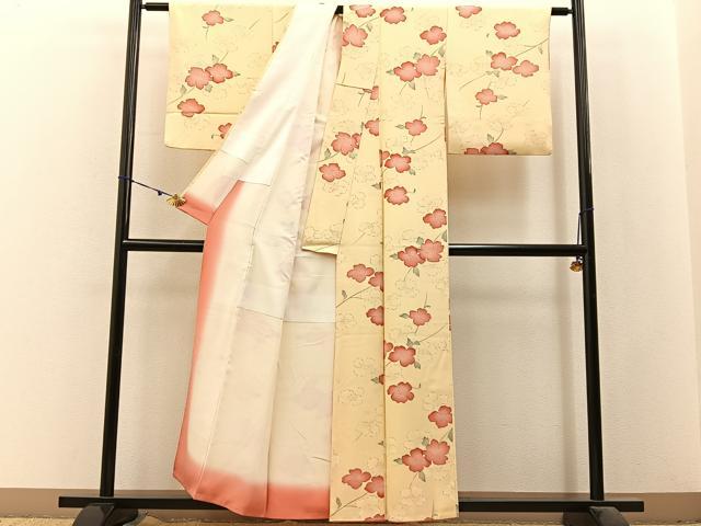 平和屋着物■上質な小紋 手描き 草花文 正絹 逸品 BAAX6464hj