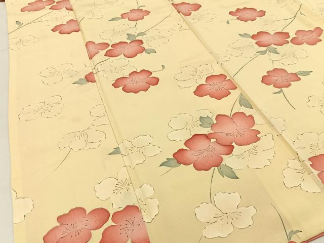 平和屋着物■上質な小紋 手描き 草花文 正絹 逸品 BAAX6464hj