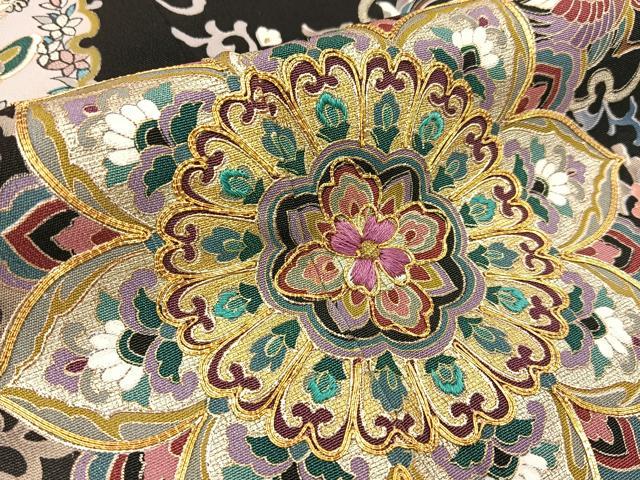 平和屋着物●豪華黒留袖 駒刺繍 正倉院花鳥文 金彩 正絹 逸品 BAAX6474hj