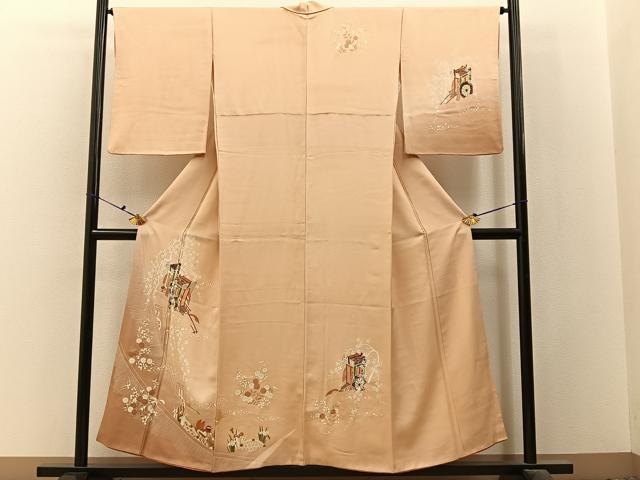 平和屋着物■訪問着 御所解花鳥文 暈し染め 金彩 正絹 逸品 BAAX6506hj