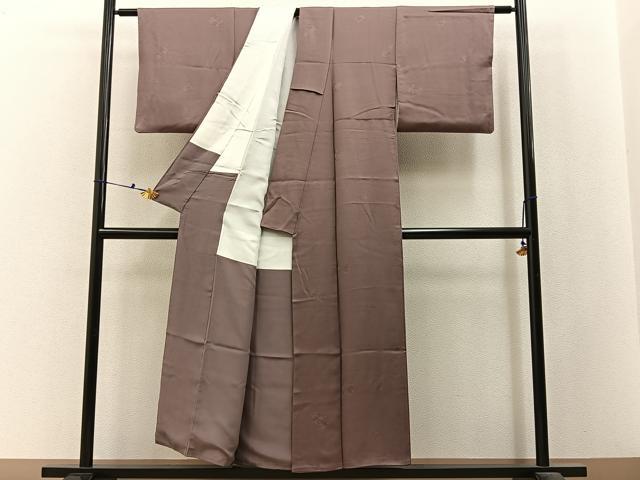 平和屋着物■上質な色無地 笹梅地紋 鳩羽鼠色 正絹 逸品 BAAX6514hj