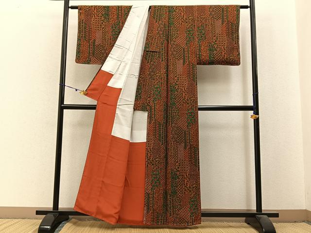 平和屋着物■上質な小紋 更紗花文 正絹 逸品 未使用 BAAX6516hj