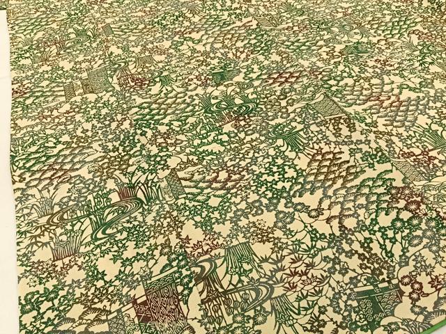 平和屋着物■上質な小紋 型染め 流水草花文 正絹 逸品 BAAX6522hj