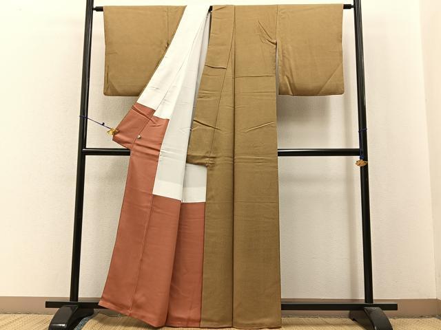 平和屋着物■上質な色無地 桑染色 正絹 逸品 BAAX6527hj