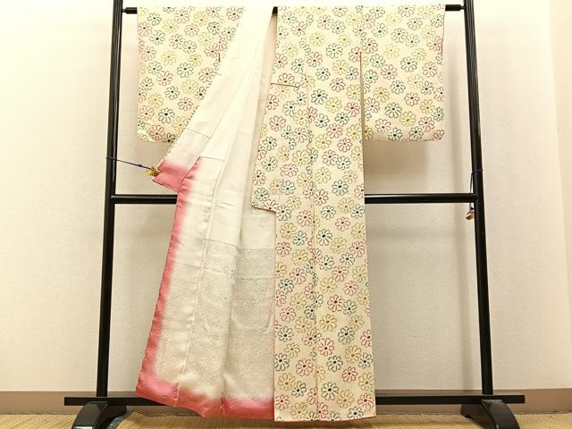平和屋着物■上質な小紋 絞り 花 正絹 逸品 BAAX6555hj