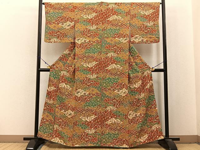 平和屋着物■上質な小紋 風景花文 正絹 逸品 BAAX6573hj