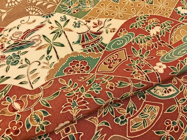 平和屋着物■上質な小紋 風景花文 正絹 逸品 BAAX6573hj